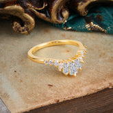 Baguette Cut Lab Diamond Half Eternity Curved Wedding Band Stacking Ring